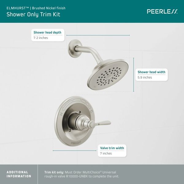 Peerless  Elmhurst® Brushed Nickel Tub Shower Trim Kit-3