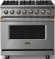 Viking® 5 Series 36" Stainless Steel Pro Style Dual Fuel (LP) Range with Brushed Brass Trim-0