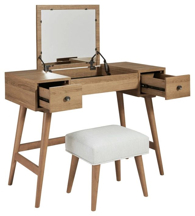 Signature Design by Ashley® Thadamere Light Brown Vanity with Stool-2