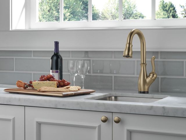Delta Leland® Champagne Bronze Single Handle Bar/Prep Faucet -1
