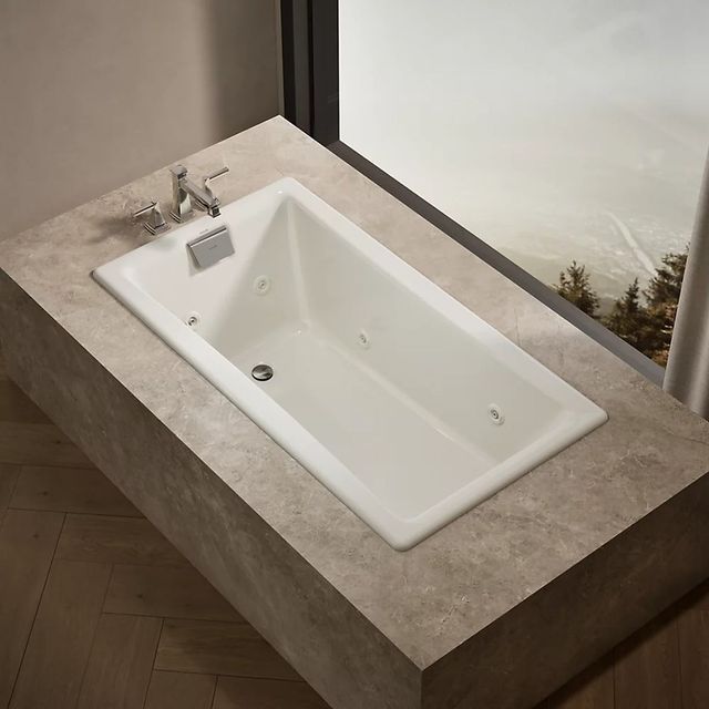 KOHLER® Tea-for-Two® Biscuit 18.25" 60" x 32" Drop-in/Undermount Whirlpool Bath-1