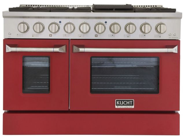 Kucht Professional KNG Series 48" Stainless Steel Pro Style Liquid Propane Gas Range with Red Door-1