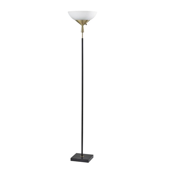Adesso® Noah Black With Antique Brass 300W Torchiere-0
