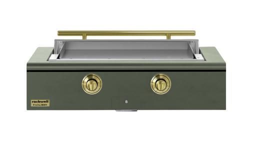 Caliber™ Rockwell Social 42" Olive Built-In Natural Gas Outdoor Griddle with Brass Hardware-0