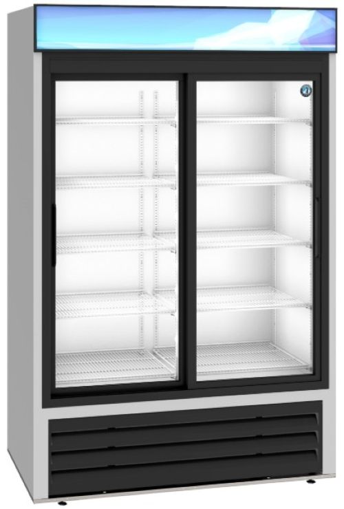 Hoshizaki 51" 38.3 Cu. Ft. Silver Painted Aluminum Two Section Glass Door Merchandiser Refrigerator-1