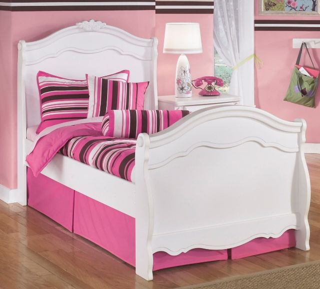 Signature Design by Ashley® Exquisite 4-Piece White Youth Twin Sleigh Headboard Bed Set-1