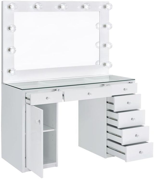 Coaster® Percy White High Gloss Vanity Desk-1