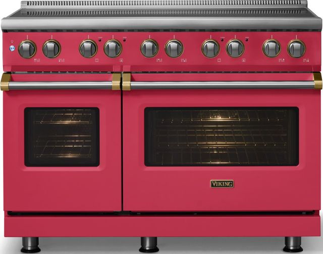 Viking® 5 Series 48" Valentine Pro Style Induction Range with Brushed Brass Trim-2