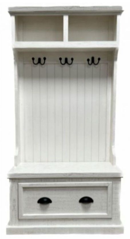 Million Dollar Rustic White Tall Hall Tree-0