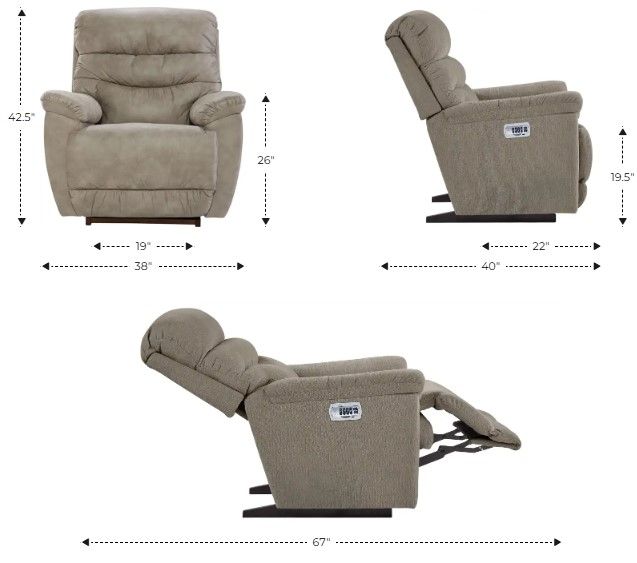 La-Z-Boy® Joshua Mocha Power Rocking Recliner with Headrest and Lumbar-2