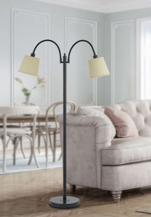 Cal® Lighting & Accessories Gail Beige/Dark Bronze Floor Lamp with Goose Neck-1