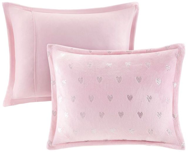 Olliix by Mi Zone Glimmer Rosalie Pink and Silver Full/Queen Metallic Printed Plush Comforter Set-2