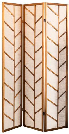 Coaster® Mila Walnut/Linen Foldable 3-Panel Screen