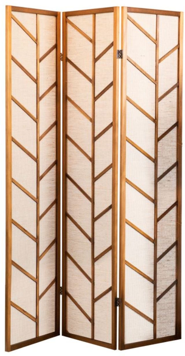 Coaster® Mila Walnut/Linen Foldable 3-Panel Screen