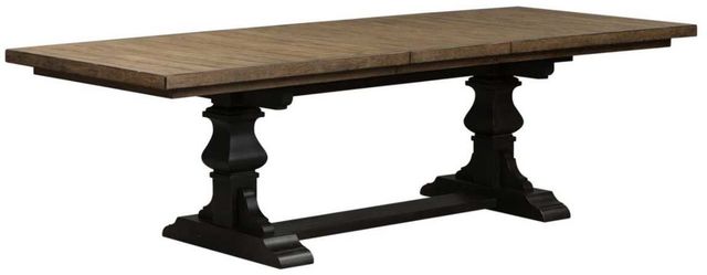 Liberty Furniture Harvest Home Barley Brown Trestle Dining Table with Chalkboard Base-0