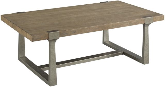 Hammary® Timber Forge Light Brown Rectangular Coffee Table with Aged Natural Silver Base-0