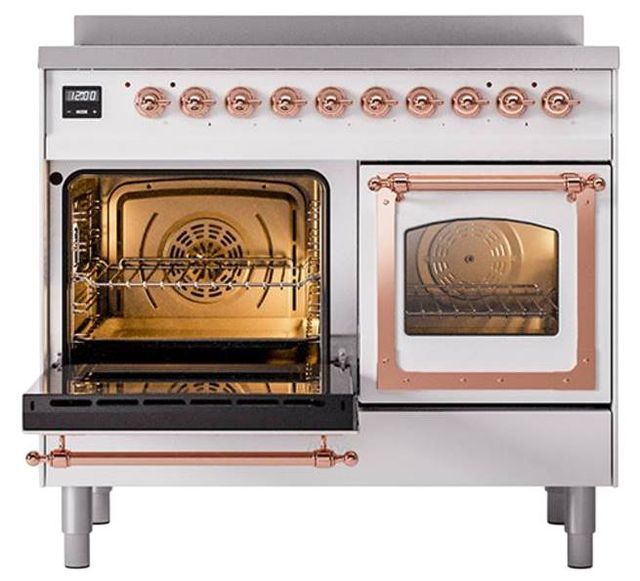 Ilve® Nostalgie II Noblesse 40'' White Pro Style Induction Range with Copper Trim-3