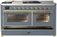 Ilve® Majestic III 60" Blue Gray Pro Style Dual Fuel Natural Gas Range with French Top and Brass Trim-2