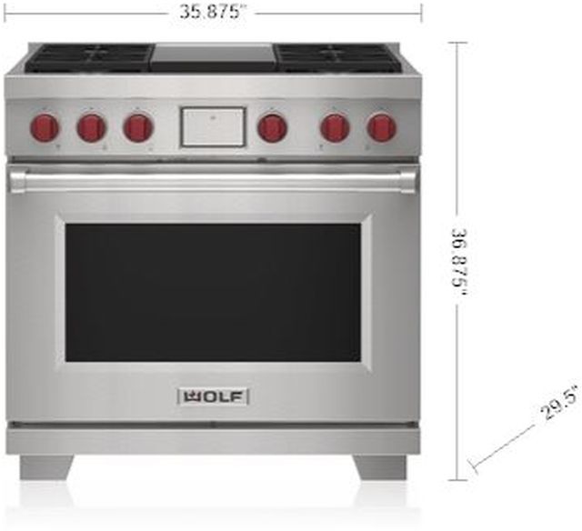 Wolf® 36" Stainless Steel Pro Style Dual Fuel Range-1