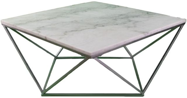 Bernards Athens Stone Top Cocktail Table with Brushed Nickel Base-0