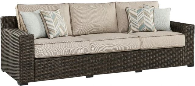 Signature Design by Ashley® Coastline Bay Brown Outdoor Sofa with Chaise-0