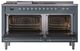 Ilve® Nostalgie II Noblesse 60'' Blue Gray Pro Style Dual Fuel Range with Chrome Trim-2