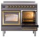 Ilve® Nostalgie II Noblesse 40'' Graphite Matte Pro Style Induction Range with Brass Trim-4