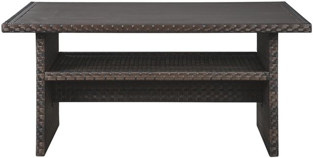 Signature Design by Ashley® Easy Isle Beige/Dark Brown Outdoor Aluminum/Wicker Multi-Use Table-1