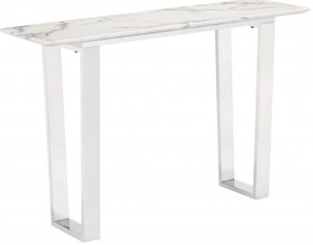 Zuo® Modern Atlas White Console Table with Silver Base-0