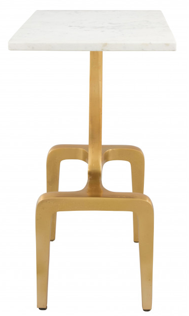 Zuo® Modern Clement White Marble Side Table with Gold Base -1
