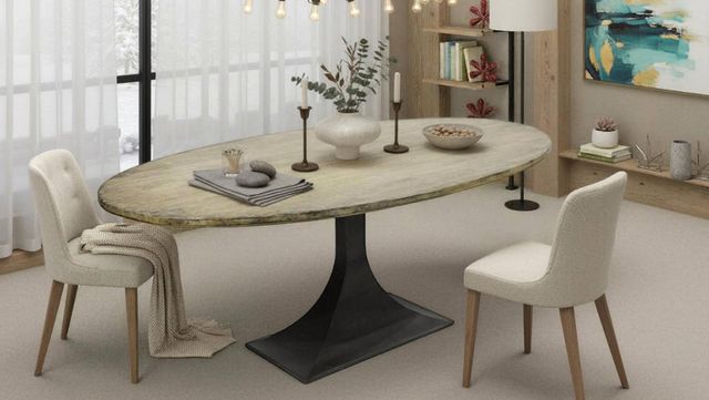 Nest Home Collections Ida/Makenzie Antique Natural Dining Table with Iron Base-1