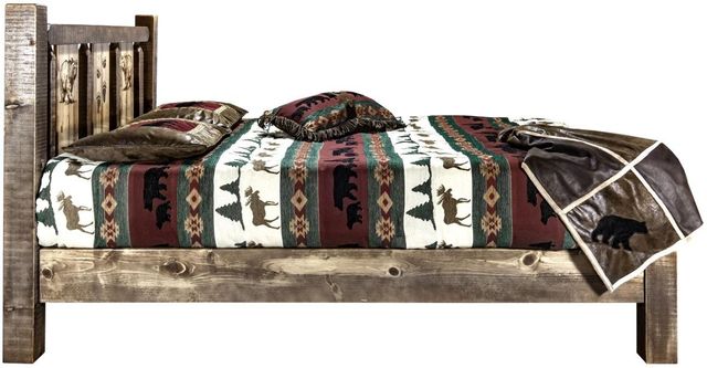 Montana Woodworks® Homestead Stain & Clear Lacquer Twin Platform Bed with Laser Engraved Bear Design-2