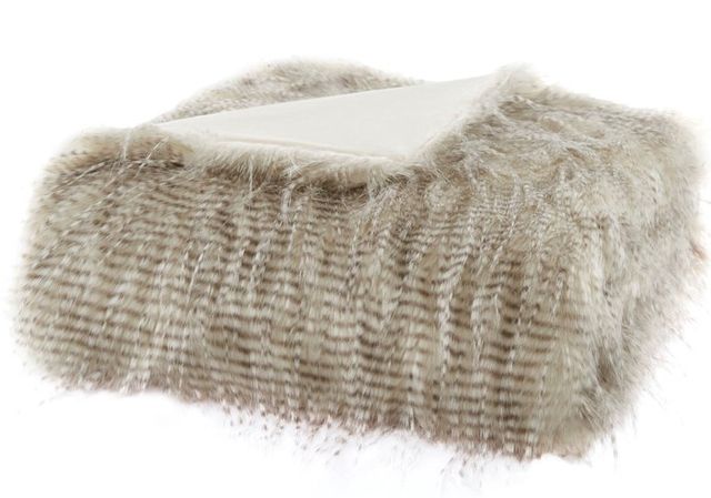 Olliix by Madison Park Edina 1 Natural Faux Fur Throw-0