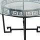 A & B Home Glass Top Round Dining Table with Black Cross Metal Legs-1