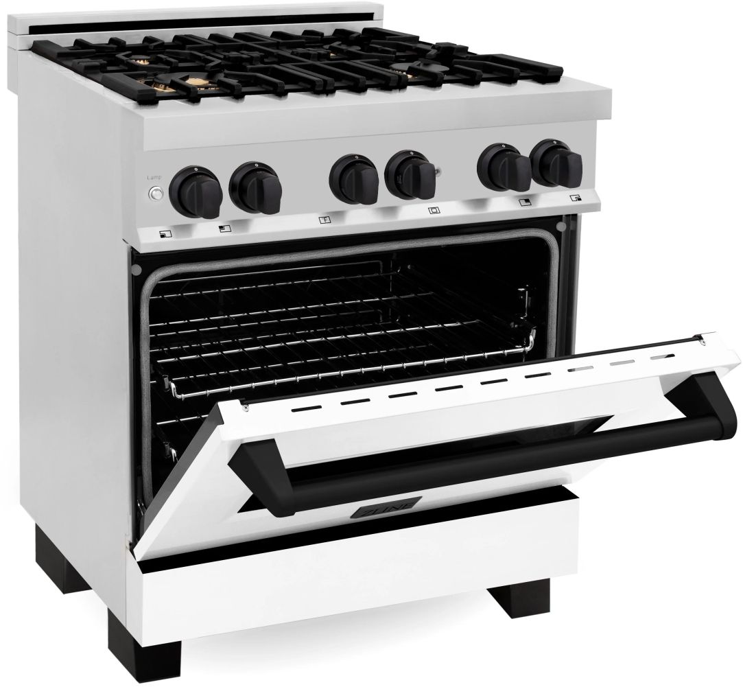 ZLINE Autograph Edition 30" Stainless Steel Pro Style Dual Fuel Range with White Matte Door - Thumbnail 4