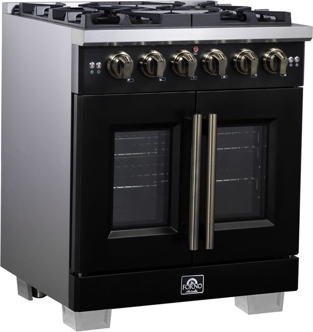 FORNO® Capriasca Series Alta Qualita 30" Black Pro Style Gas Range-1