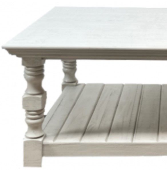 Million Dollar Rustic Cottage Frosted White Cocktail Table-1