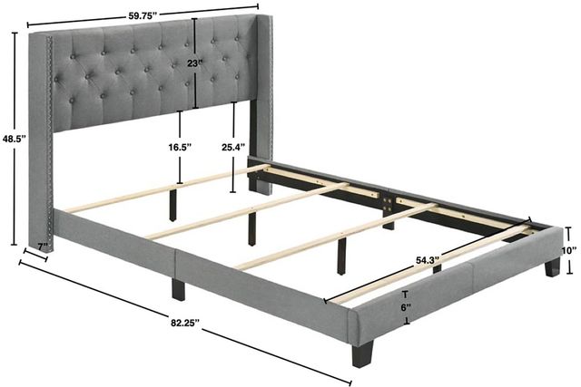 Crown Mark Makayla Gray Upholstered Full Panel Bed-1