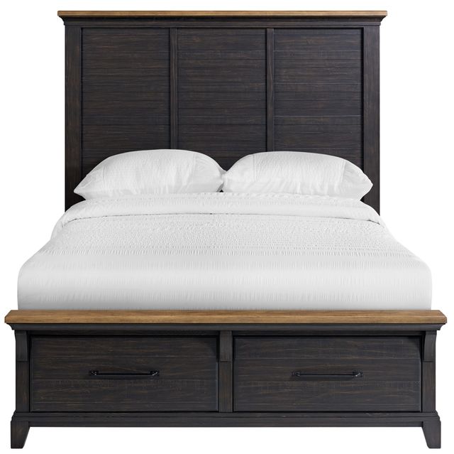 Elements International Montrose Brown/Espresso Queen Panel Storage Bed-3