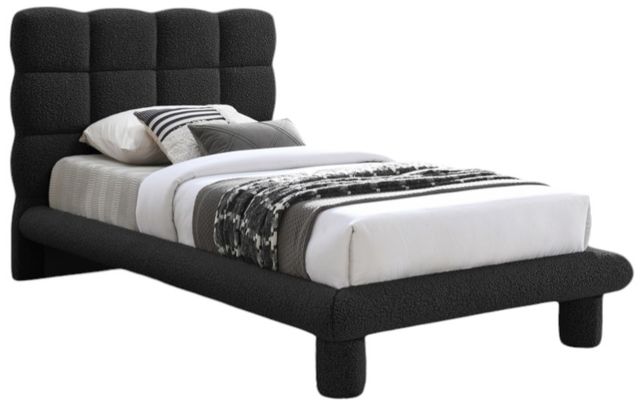 Meridian Furniture Deco Black Twin Upholstered Panel Bed-0