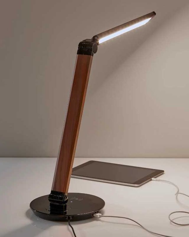 Adesso® Rodney Glossy Black/Walnut AdessoCharge Charging Desk Lamp-3