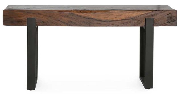 Classic Home Duarte Rustic Brown 60" Console Table with Black Base-2