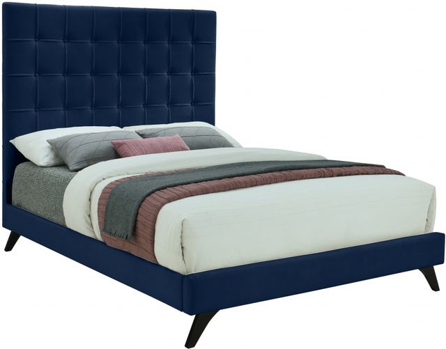 Meridian Furniture Elly Navy Velvet Full Bed-0