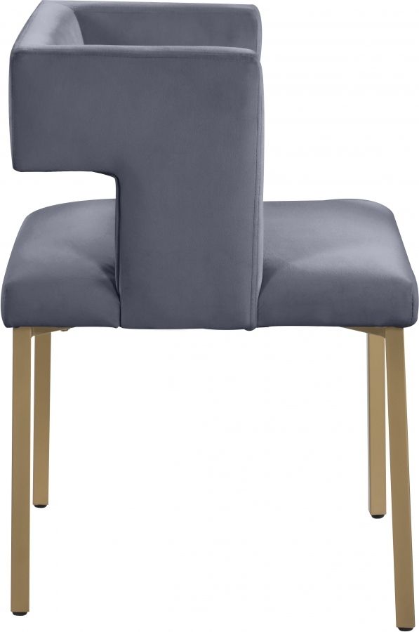 Meridian Furniture Caleb Grey Velvet/Gold Velvet Dining Chair-2
