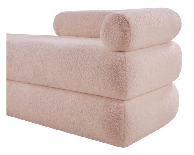 Meridian Furniture Kennedy Pink Teddy Fabric Bench-3