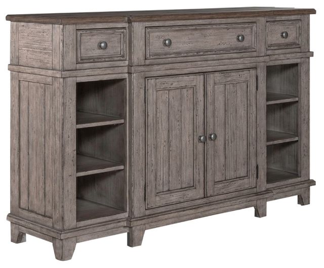 Liberty Furniture River Place Riverstone Gray/Tobacco Breakfront Server-0