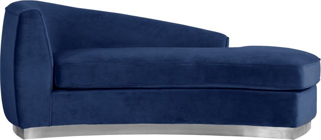 Meridian Furniture Julian Navy/Chrome Velvet Chaise-0