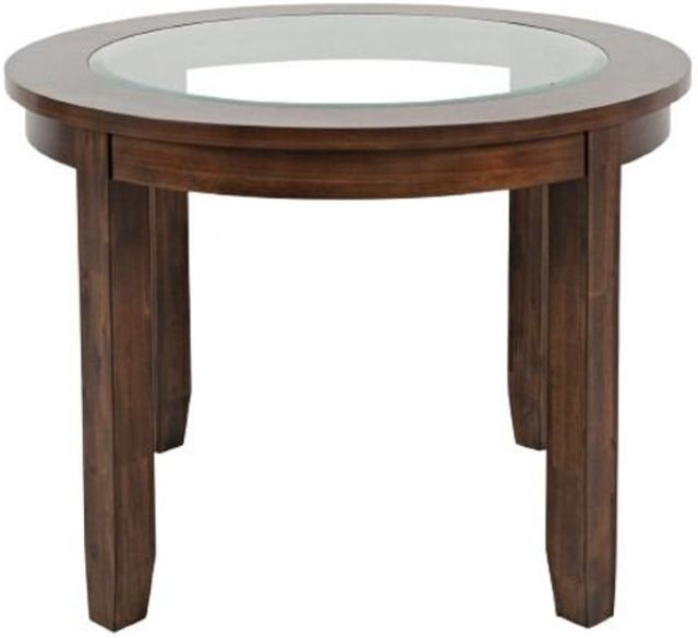 Jofran Inc. Urban Icon Glass Top Round Dining Table with Merlot Base-2