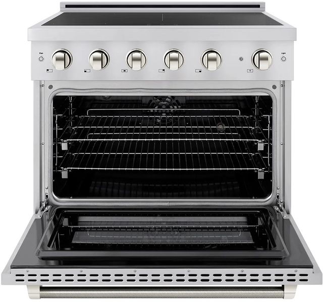 ZLINE Autograph Edition Paramount 36" Stainless Steel Pro Style Induction Range with Polished Nickel Helix Handle and Accents-1