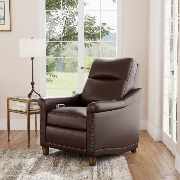 Flexsteel® Elizabeth Brunette Leather Power Recliner with Power Headrest-1